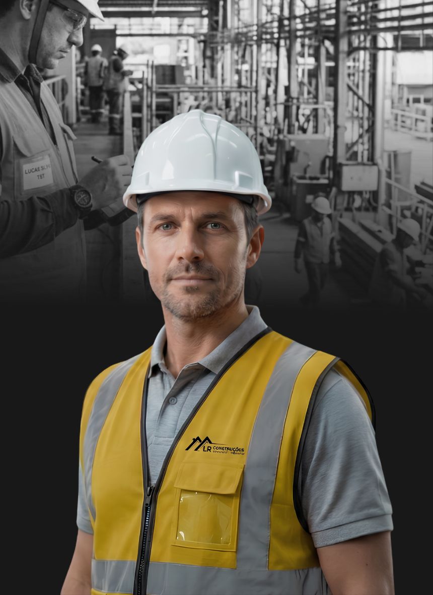 Profissional da LR Construções em canteiro de obras